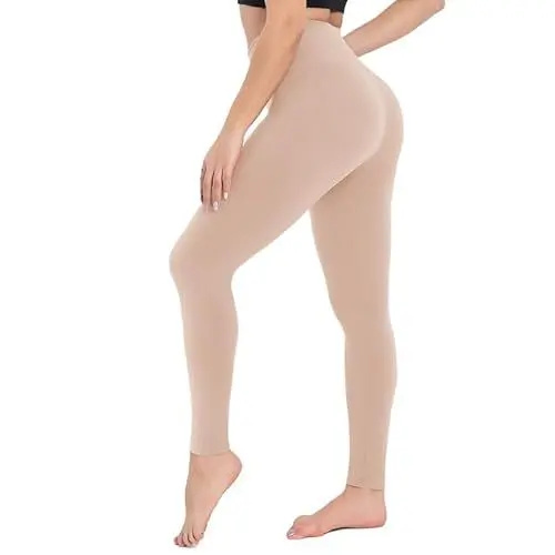Produktbild: CAMPSNAIL Leggings Damen High Waist Blickdicht Leggins für Sport Yoga Gym (Beige,S-M)