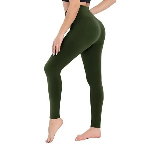 Produktbild: CAMPSNAIL Leggings Damen High Waist Blickdicht Leggins für Sport Yoga Gym (Grün,S-M)