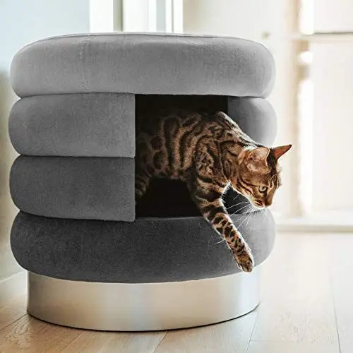 Produktbild: CanadianCat Company | Design Katzenhöhle Choupette | Grau | Katzenbett, Kuschelhöhle, Hocker für Katzen XL