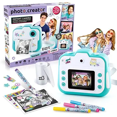 Produktbild: Canal Toys - Photo Creator CLK 001- Sofortbildkamera für Kinder-Instant-Druck Creator mit LCD-Display-Kinderkamera und Fotodrucker in one mit Thermopapier, 1 Set, hellblau