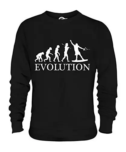 Produktbild: Candymix Wakeboard Evolution des Menschen Unisex Herren Damen Sweatshirt, Größe X-Large, Farbe Schwarz