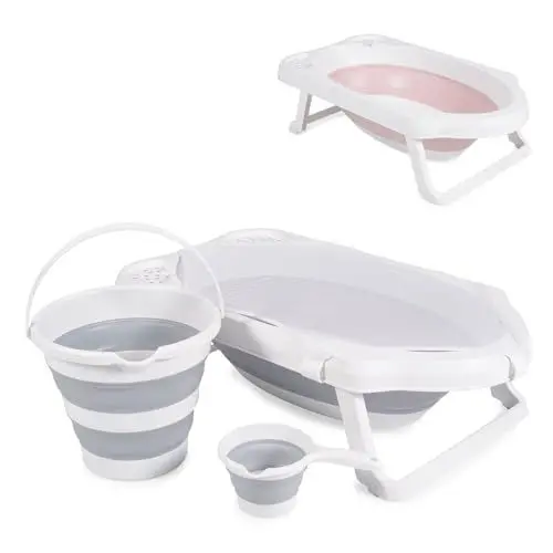 Produktbild: Cangaroo Badewannen-Set Hawaii 4-teilig faltbar Wasserablauf Ablagefächer Netz, Farbe:grau