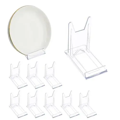 Produktbild: CANGCANG 10Pcs Acryl Ständer Kunststoff Tellerständer, Bilderrahmen Aufsteller, Postkartenständer,Buchaufsteller Ständer Tellerständer für CD Fotos Tischkarten Bücher