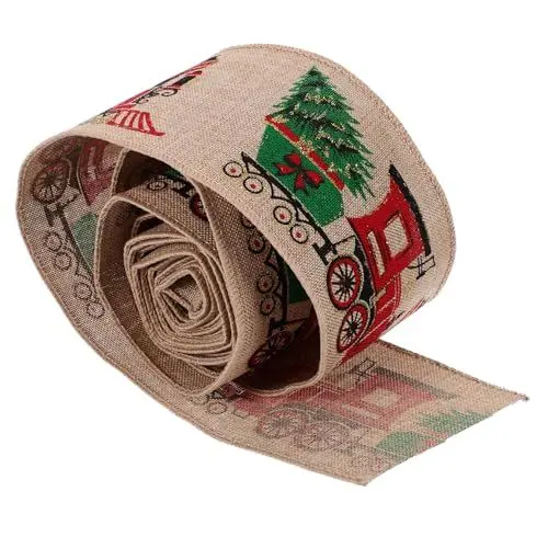 Produktbild: CANIGHT 1 Rolle Handgefertigtes Schleifenband Mit Drahtrand Weihnachtsverpackungsband Weihnachtsband Paketband Drahtband DIY Bastelband Weihnachtsbaumband Girlandenband Dekostoff