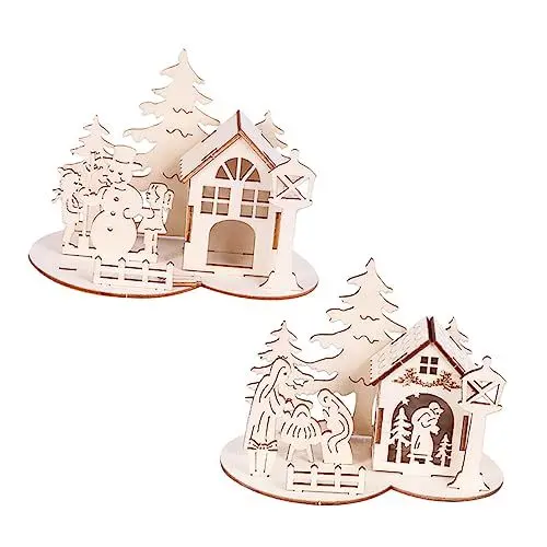 Produktbild: CANIGHT Weihnachten Bastelset Holz Schnitzerei-verzierung DIY-Accessoire Dekoration Satz Für Kinder Zusammenfügen