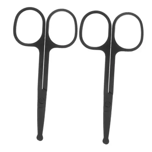 Produktbild: CANIGHT 2 Stk Augenbrauenschere Gesichtshaarschere Schere Zum Trimmen Der Nase Ohrhaarschere Schere Mit Abgerundeter Spitze Nasenhaarschere Kleine Schere Schönheit Black Rostfreier Stahl