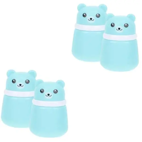 Produktbild: CANIGHT 4 Stück Bär Puderquaste Box Pulverspender Fall Pulverdose Puderquaste Für Körperpuder Kosmetische Reisebehälter Behälter Für Kosmetisches Talkumpuder Blue Synthetischer Schwamm