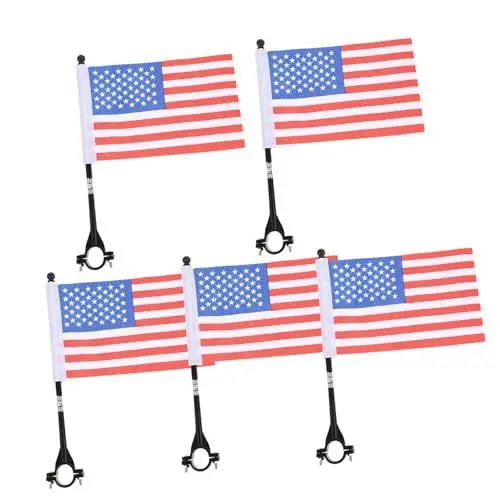 Produktbild: CANIGHT Lenkerflagge Fürs Fahrrad 5 Sets Amerikanische Flagge Einfach Zu Montieren Abnehmbares Fahrradzubehör