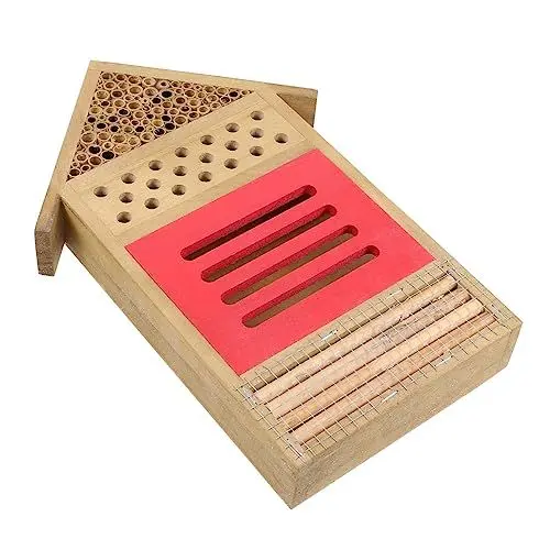 Produktbild: CANIGHT Bienenhaus Hotel Für Solitärbienen Aus Holz Gartengeschenk Zur Bestäubung Geeignet Schmetterlinge Und Marienkäfer
