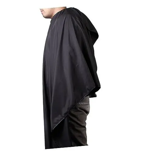 Produktbild: CANIGHT Friseurkleid Schwarzer Friseurumhang Snap-umhang Haarschneideumhang Mantel Salonumhang Schwarzes Kleid Haarschnittschürze Robenschürze Schönheitssalon-umhang Schwarzer Umhang Black