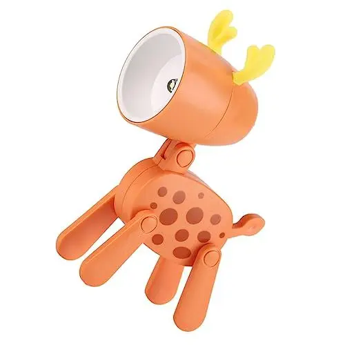 Produktbild: CANIGHT Nachtlicht Led Kawaii Tier Nachttischlampe Led Kinderzimmer Lampe Mit Faltbarem Design Cartoon Reh Nachtlicht Für Das Kinderzimmer Ideal Als Schlaflampe Und Mit Punkten Lampe Schlafzimmer