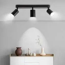 Produktbild: CANMEIJIA Led Deckenstrahler GU10 Deckenlampe Spot Deckenleuchte 3 Flammig Rechteck Lampe Wohnzimmer Schwenkbar 350° Deckenleuchte Geeignet FüR Wohnzimmer/KüChe/Flur Schwarz (Ohne Leuchtmittel)