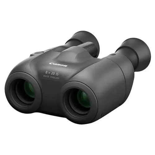 Produktbild: Canon 8x20 IS Fernglas (8 fache Vergrößerung, Feldstecher, Präzisionsoptik, IS Bildstabilisator, ruhiger Bildstand, manuelle Fokussierung, Dioptrinkorrektur, Porroprisma I, Freihandeinsatz), schwarz