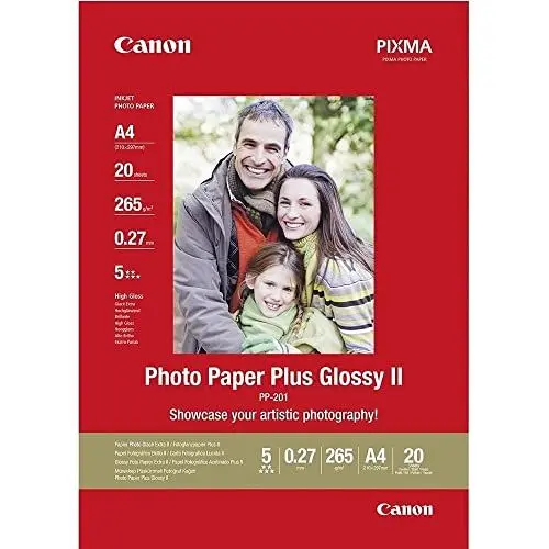 Produktbild: Canon Fotopapier PP-201 glänzend weiß - DIN A4 20 Blatt für Tintenstrahldrucker - PIXMA Drucker (265 g/qm) 2311B019