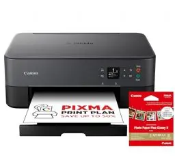 Produktbild: Canon PIXMA TS5350i Multifunktionsdrucker 3in1 Drucker/Kopierer/Scanner, WLAN, Randlosfotos, kabelloses Drucken/Scannen, Duplex, PIXMA Print Plan, schwarz (+ 20 Blatt Canon-Fotopapier PP-201 9x9cm)