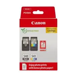 Produktbild: Canon Tinte & Papier Multipack - PG-540/CL-541 Original Drucker-Tintenpatronen 2er-Pack (1 x Schwarz, 1 x Farbe) & 4x6 Fotopapier (50 x Blatt) - Kompatibel PIXMA Druckern