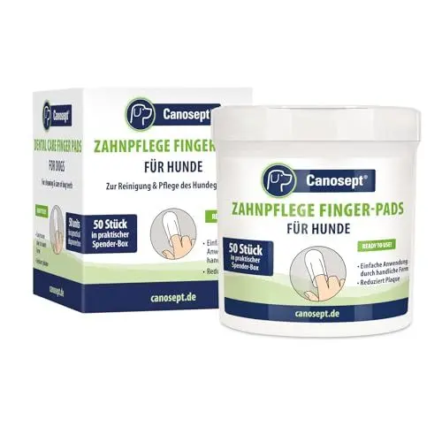 Produktbild: Canosept Zahnpflege Finger-Pads für Hunde 50 Stück - Zahnpflege Hund - Fingerlinge Hunde Zahnpflege - Zahnsteinentferner Hund - Hundezahnbürste Fingerling Mundgeruch Hund - Zahnreinigung Hund