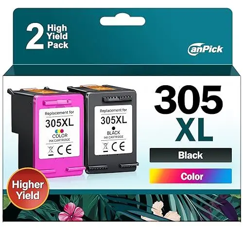 Produktbild: CanPick 305 XL Druckerpatronen Schwarz und Farbe Ersatz für HP 305 Druckerpatronen 305XL für HP Deskjet 2720e 2700 4120e 2720 2710e 2710 Plus 4120 4110 Envy 6020e 6400 6420e 6020 6032e 6400e,2-Pack