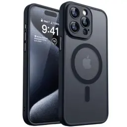 Produktbild: CANSHN 2024 Neu für iPhone 15 Pro Hülle mit Kameraschutz für Magsafe (TOP Militärschutz & Magnetkraft) Extrem Haltbarkeit Hülle iPhone 15 Pro Case Stoßfest, Schwarz