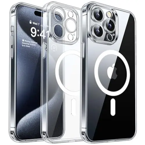 Produktbild: CANSHN 2024 Neu für iPhone 15 Pro Hülle mit Kameraschutz für Magsafe (TOP Militärschutz & Magnetkraft) Extrem Haltbarkeit Hülle iPhone 15 Pro Case Stoßfest, Transparent