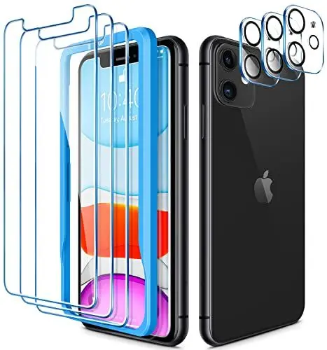 Produktbild: CANSHN für iPhone 11 Panzer Schutz Glas mit Rahmen-Installationshilfe, kompatibel mit iPhone 11 Kamera Schutzfolie, (3+3 Stück), (Anti- Kratzer), (Bläschenfrei), (9H Härte), (HD-Klar)