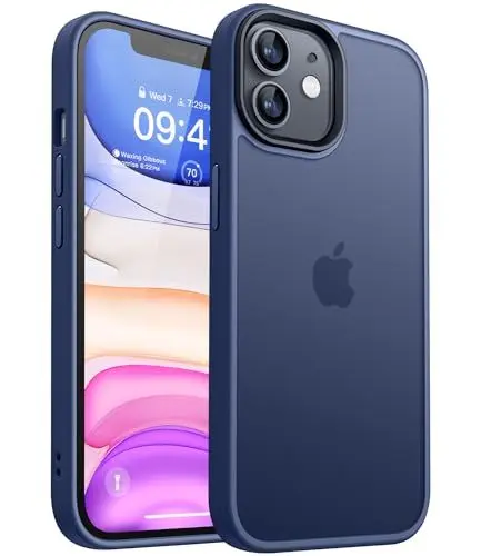 Produktbild: CANSHN Hülle Kompatibel mit iPhone 11 (Quadratischen Kanten) Minimalistische Transluzente Matte Schutzhülle, Military Grade Handyhülle, Dunkelblau