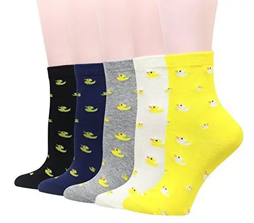 Produktbild: Cansok Damen Crew Neuheit Tier Badeente Socken Geschenk Baumwolle anziehen Wadensocken Packung mit 5
