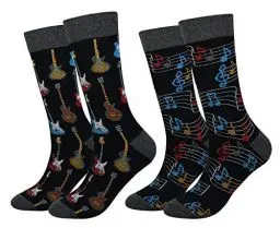 Produktbild: Cansok Herren Neuheit Musik Gitarre Socken anziehen Mannschafts Waden Socken Packung mit 2