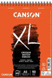 Produktbild: CANSON XL Croquis Spiralblock C200787220: DIN A5-60 Blatt - 90 g/m² - Skizzenblock in cremeweiß - spiralgebunden - für Trockentechniken geeignet