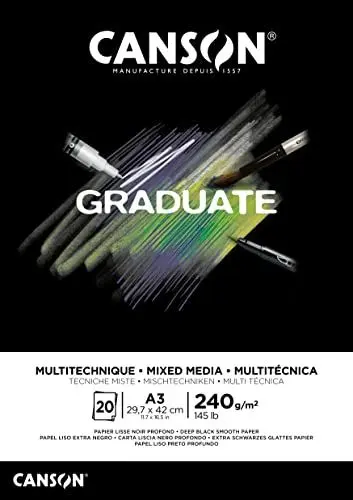 Produktbild: Canson Graduate Mix Media Notizblock, A3, 20 Blatt, Schwarz, fein, 240 g, C31250P018