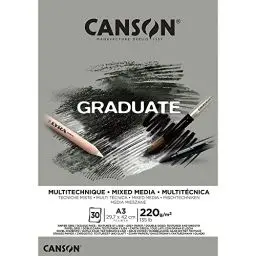 Produktbild: Canson Graduate - C400110372 Mix Media Papier Block, DIN A3, 30 Blatt, 220 g/m², Grau