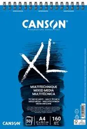 Produktbild: Canson XL Mix Media C31078A034 Spiralalbum, strukturiert, mikroperforiert, A4, 50 Blatt, 160 g, Weiß