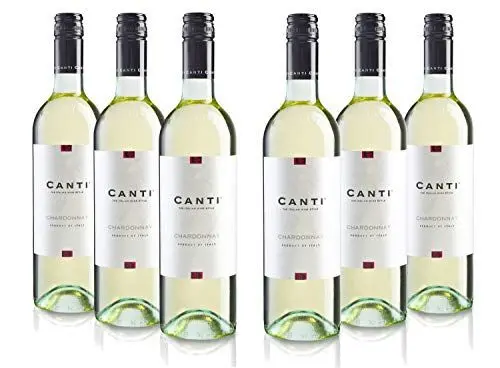 Produktbild: Canti - Italienischer Chardonnay weißer trockener Wein, frischer Geschmack mit fruchtiger Note und noten von Zitrusfrüchten und Äpfeln, 6x750 ml