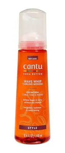 Produktbild: Cantu Wave Whip Curling Mousse – tief eindringende Pflegebehandlung – spendet intensive Feuchtigkeit – macht das Haar weich und griffig – für geschädigtes, trockenes oder raues Haar – 248 ml