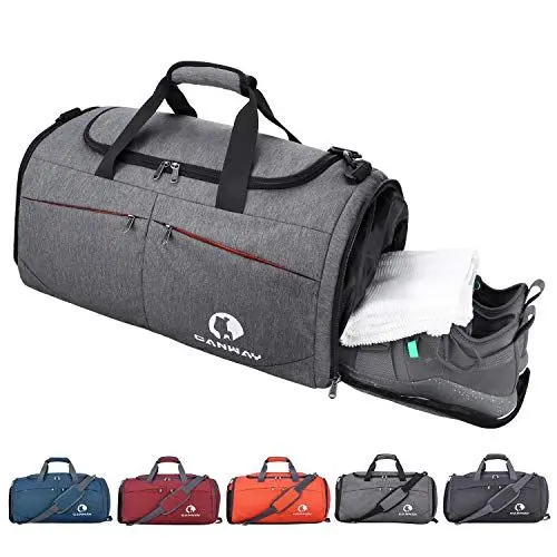 Produktbild: CANWAY Faltbare Sporttasche Faltbare Reisetasche mit dem schmutzigen Fach und Schuhfach Leichtgewicht für Männer und Frauen (Grau) 45L