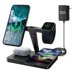 Produktbild: CANYON 4 in 1 Ladestation Apple Ladestation Apple Watch und iPhone Airpods und auch alle Geräte mit Magsafe Apple kompatibel mit Allen Qi-Geräten Leistungsstarker 36W-Adapter für Schnelles Aufladen