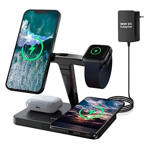 Produktbild: CANYON 4 in 1 Ladestation Apple Ladestation Apple Watch und iPhone Airpods und auch alle Geräte mit Magsafe Apple kompatibel mit Allen Qi-Geräten Leistungsstarker 36W-Adapter für Schnelles Aufladen