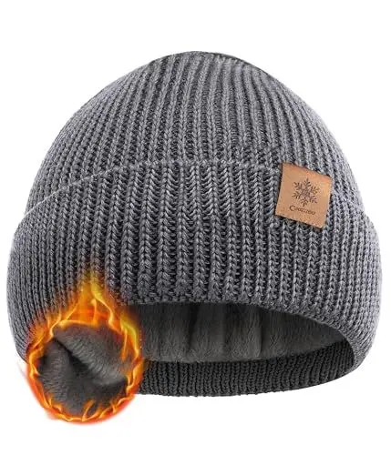 Produktbild: CAOZITOU Mütze Herren Damen Winter, Merino Warme Wintermütze Thermo Beanie Strickmütze Weiche Bequem für Outdoor Fahren Ski (DE/NL/SE/PL, Alphanumerisch, Einheitsgröße, Dunkelgrau)