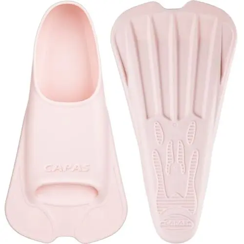 Produktbild: CAPAS Kurze Trainingsflossen für Schwimmen | Komfortable Silikon Schwimmflossen | Kurzflossen | Taucherflossen | Unisex Flossen für Kinder Erwachsene | Kurze Klinge Beinstärke aufbauen (Rosa, L)