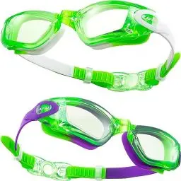 Produktbild: CAPAS Schwimmbrille Kinder, 2er Pack Wasserdicht Anti-Beschlag Anti-UV Wasser Pool Schwimmen Klasse Brillen für Jungen Mädchen von 4–12 Jahren (Sprinkles Rainbow Series #02)