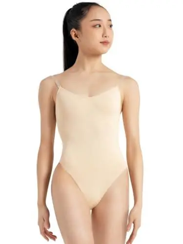 Produktbild: Capezio Camisole Leotard with Clear Transition Straps, Nude, Large