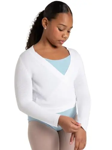 Produktbild: Capezio Damen Wrap Sweater - Girls Wickelpullover, Weiß, 6 Jahre EU
