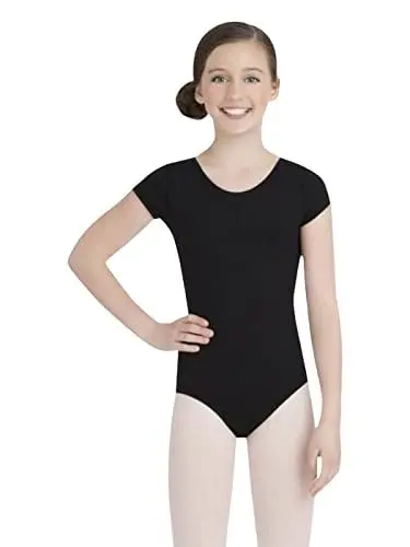 Produktbild: Capezio Mädchen Scoop Neck Short Sleeve Leotard-Girls Turnanzug, Schwarz, XL (Kinder)