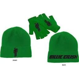 Produktbild: Billie Eilish Mütze Beanie and Glove Set Blohsh Logo Nue offiziell Grün Unisex Taille Unique