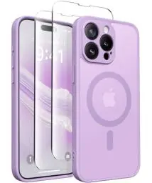 Produktbild: CAPRARO Magnetische für iPhone 15 Pro Max Hülle,(Kompatibel mit MagSafe) (Vollständiger Schutz der Kamera) Stoßfester Schutz Schlank Durchscheinende Matte iPhone 15 Pro Max Hülle,Elegantes Violett