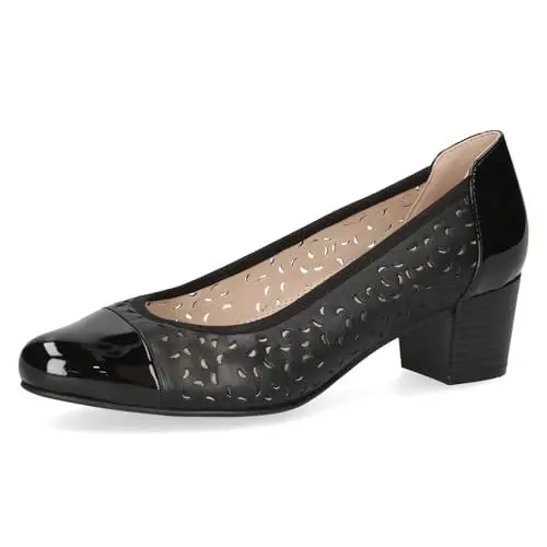 Produktbild: CAPRICE Comfort Damen Pumps Lack mit Lochmuster, Schwarz (Black Comb), 38 EU