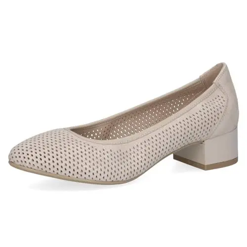 Produktbild: CAPRICE Comfort Damen Pumps aus Leder mit Blockabsatz, Beige (Lt Grey Sparkl), 36 EU