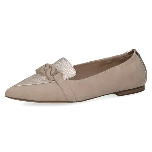 Produktbild: Caprice Damen Ballerinas aus Leder Spitz, Beige (Sand/Gold), 37.5 EU