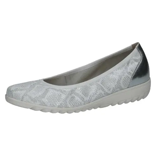 Produktbild: CAPRICE Damen Ballerinas aus Leder mit Keilabsatz, Silber (Silver Comb), 42 EU