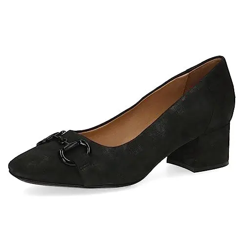 Produktbild: CAPRICE Damen Pumps Memotion aus Leder Kleiner Absatz Weite G, Schwarz (Black Pearl), 39 EU